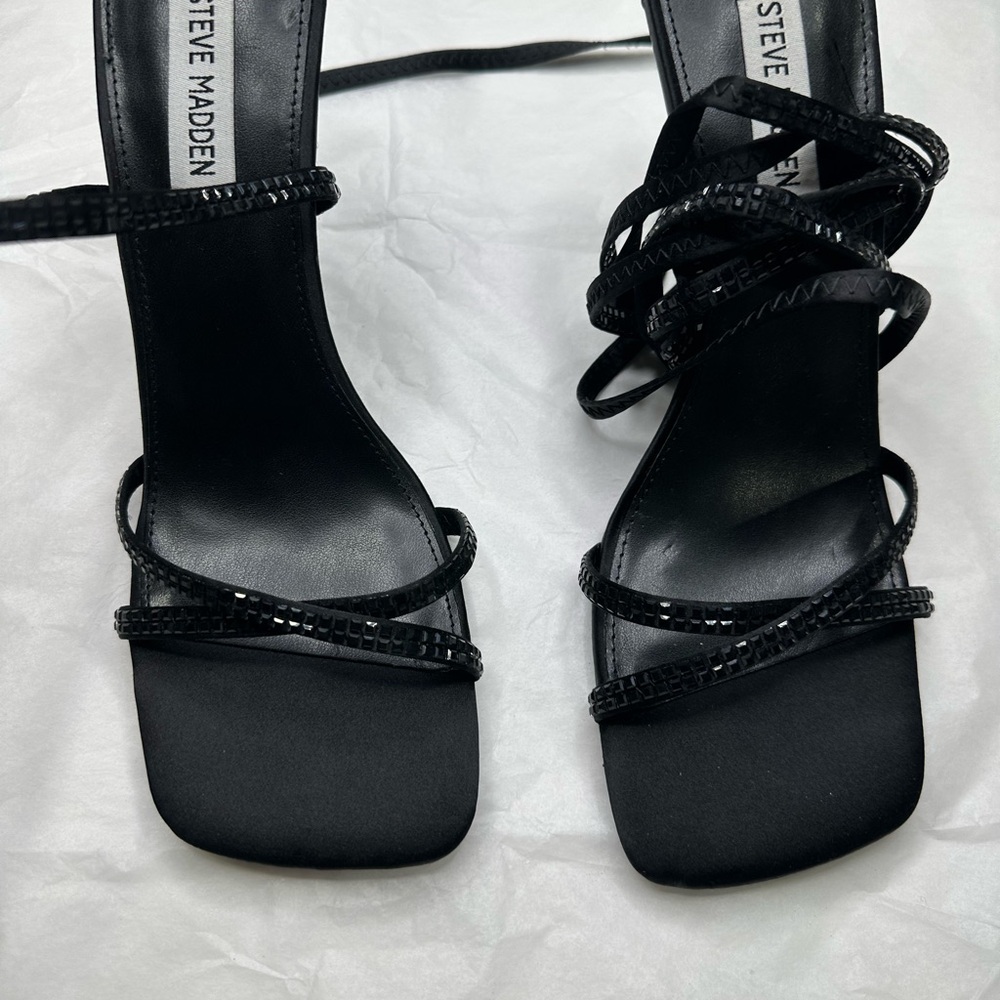 Steve Madden Black Heeled Sandals with Square Toe